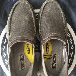 Skechers Hands Free Slip In Shoes size 10 WW Goga Mat Arch Charcoal Grey NEW